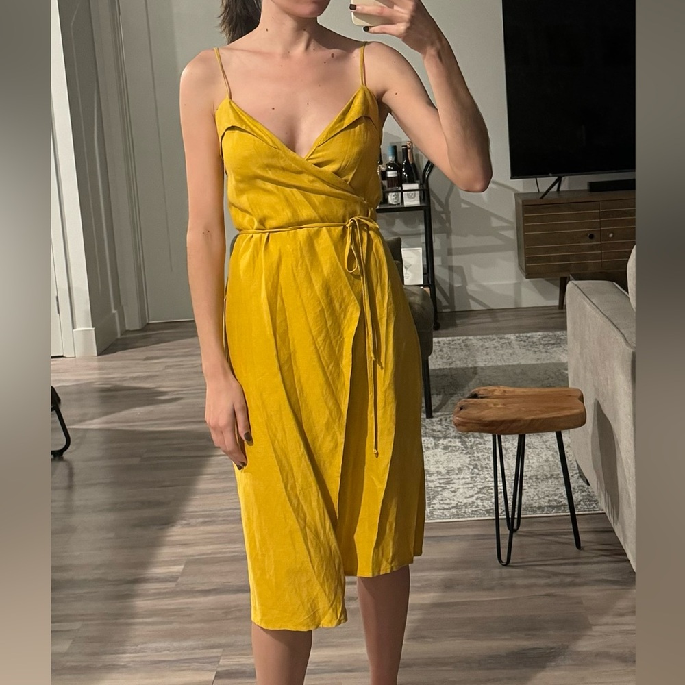 Reformation mustard yellow linen dress